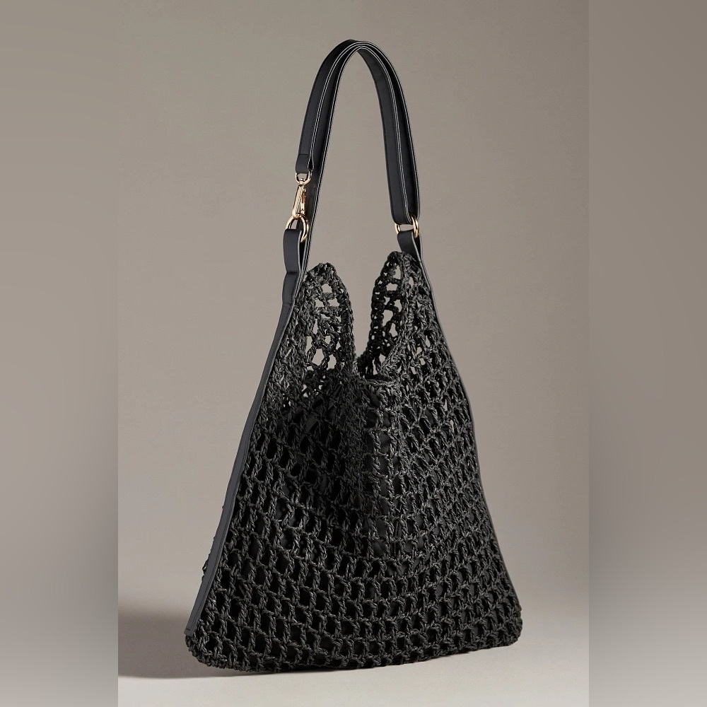 Anthropologie Black Crochet Tote